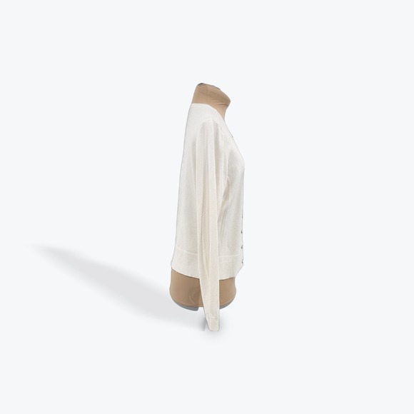 White House Black Market Cream Button Down Cardigan Sweater - Women's - Picture 4 of 8